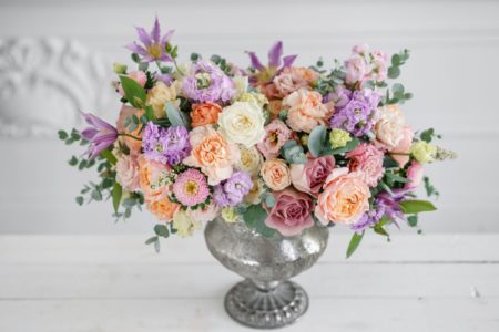 Blooming Flowers in Vintage Vase