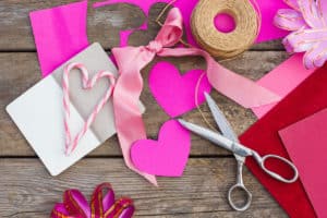 Pink arts and craft supplies